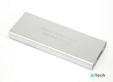 Бокс для SSD диска NGFF (M2) PCI-e с выходом USB 3.0 алюминиевый серебристый