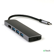 USB-концентратор Type-C USB Hub 5 в 1. USB 3.0, USB-C, HDMI. Кабель 12 см.