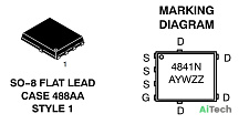 Микросхема NTMFS4841NT1G N-Channel MOSFET 30V 57A SO-8FL