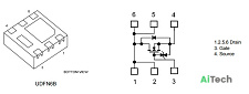 Микросхема SSM6K504NU N-Channel MOSFET 30V 9A UDFN6B