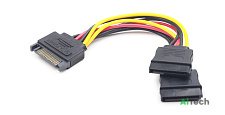 Переходник питания SATA (15 pin) (M) => 2x SATA (15 pin) (F) Cablexpert(CC-SATAM2F-02) 15см